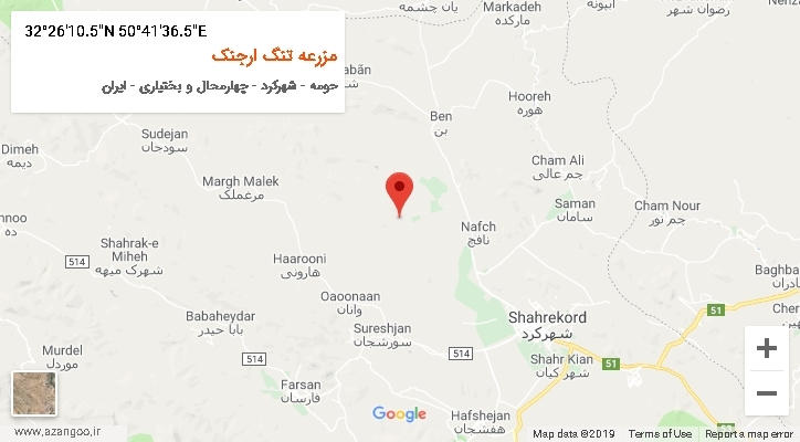 روستای مزرعه تنگ ارجنک بر روی نقشه