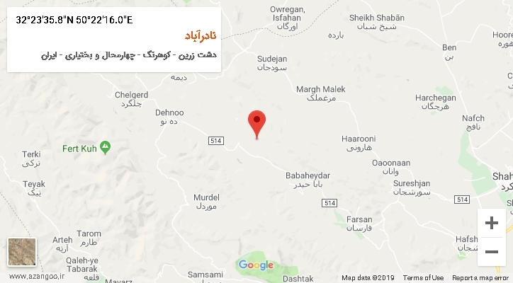 روستای نادرآباد بر روی نقشه