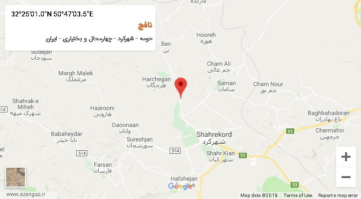 روستای نافچ بر روی نقشه