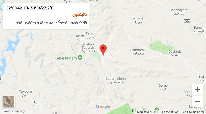 روستای نالبندون بر روی نقشه