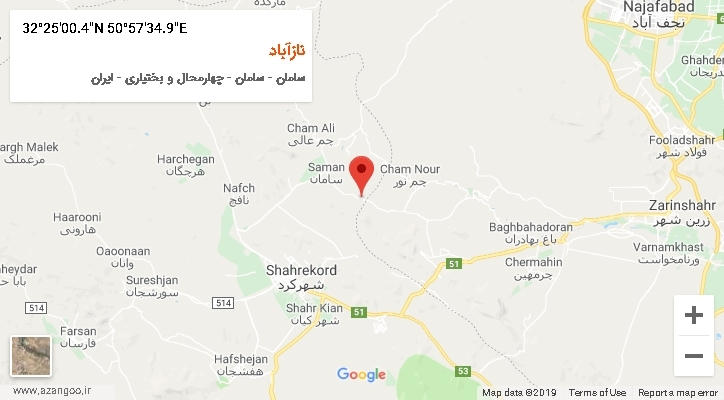 روستای نازآباد بر روی نقشه