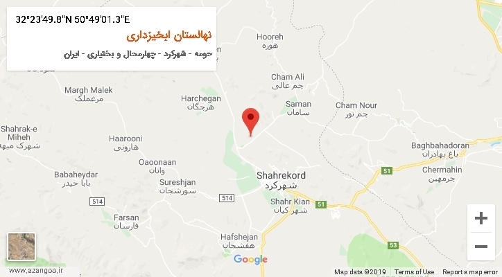 روستای نهالستان ابخیزداری بر روی نقشه