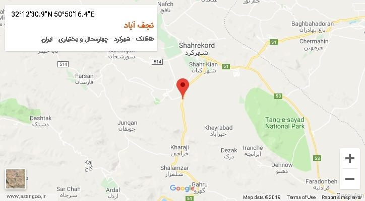روستای نجف آباد بر روی نقشه