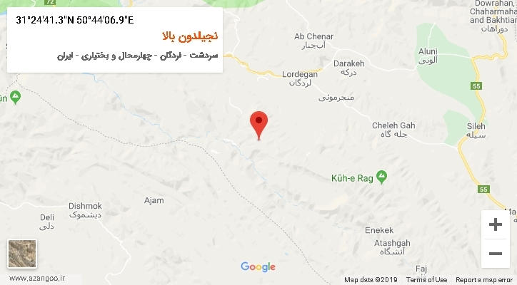 روستای نجیلدون بالا بر روی نقشه