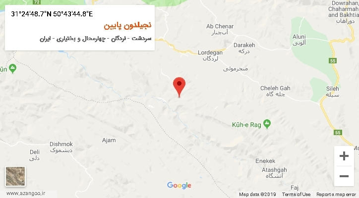 روستای نجیلدون پایین بر روی نقشه