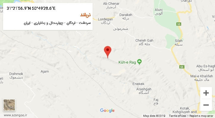 روستای نربلند بر روی نقشه