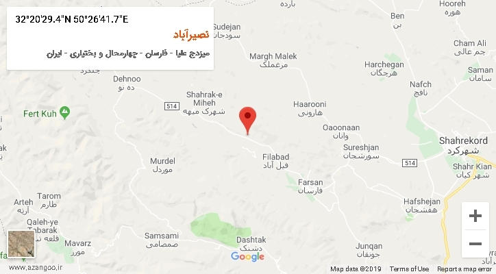 روستای نصیرآباد بر روی نقشه