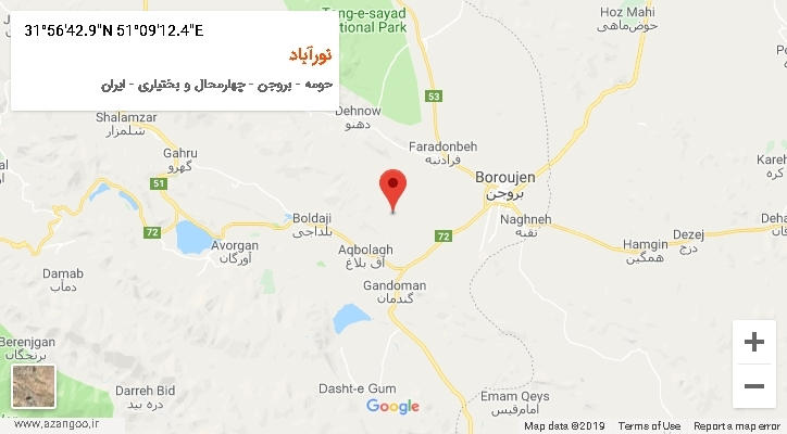 روستای نورآباد بر روی نقشه