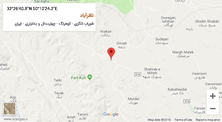 روستای نظرآباد بر روی نقشه