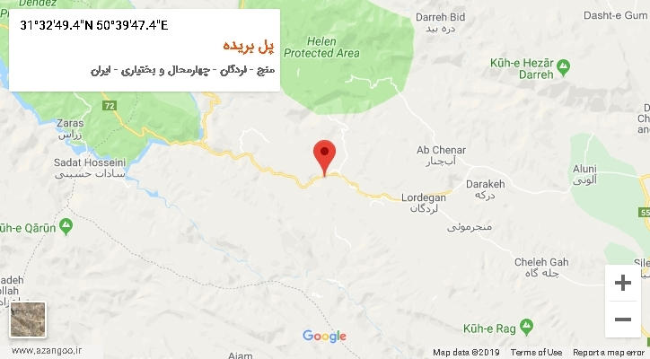 روستای پل بریده بر روی نقشه