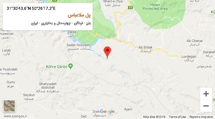 روستای پل ملاعباس بر روی نقشه