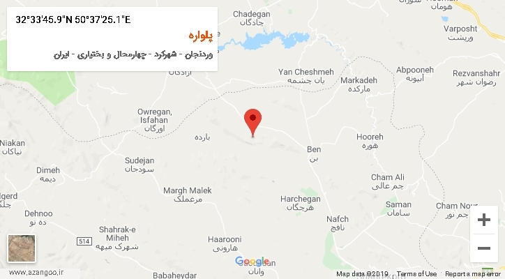 روستای پلواره بر روی نقشه