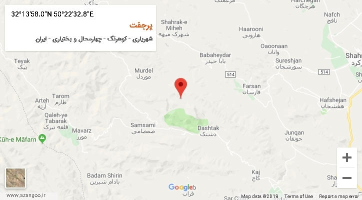 روستای پرجفت بر روی نقشه