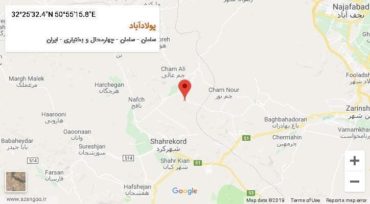 روستای پولادآباد بر روی نقشه