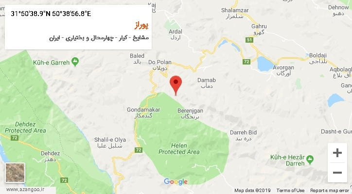 روستای پوراز بر روی نقشه