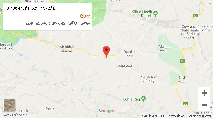 روستای پیران بر روی نقشه