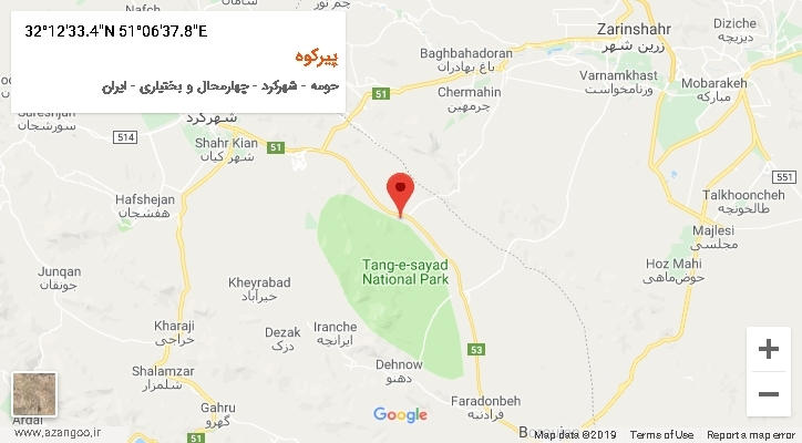 روستای پیرکوه بر روی نقشه