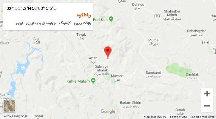 روستای رباطکوه بر روی نقشه