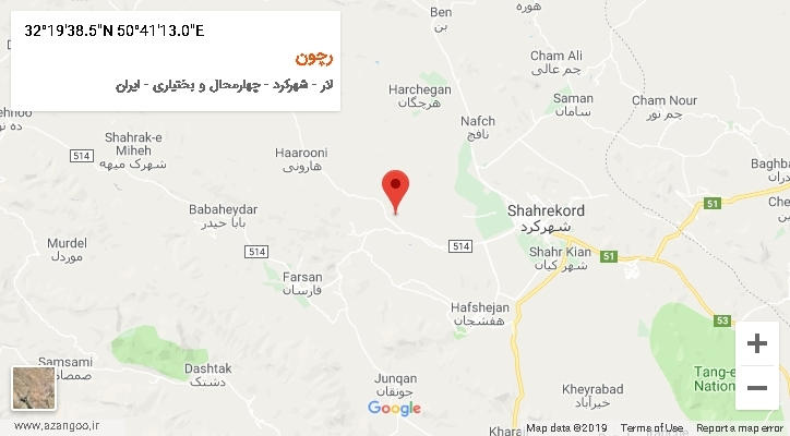 روستای رچون بر روی نقشه