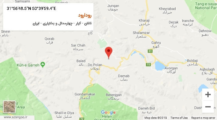 روستای رودارود بر روی نقشه
