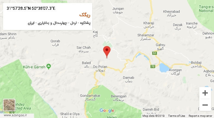 روستای ریگک بر روی نقشه