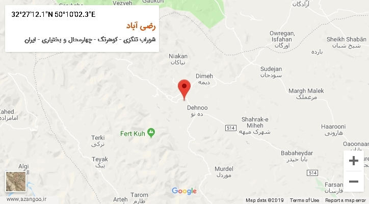 روستای رضی آباد بر روی نقشه