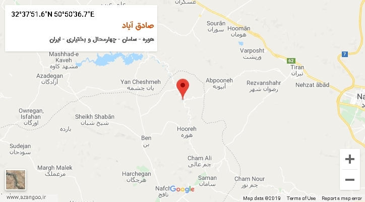 روستای صادق آباد بر روی نقشه