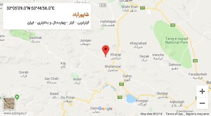 روستای شاپورآباد بر روی نقشه