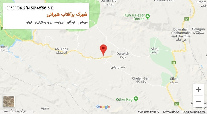 روستای شهرک برآفتاب شیرانی بر روی نقشه