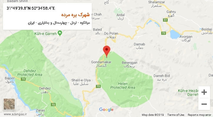 روستای شهرک بره مرده بر روی نقشه