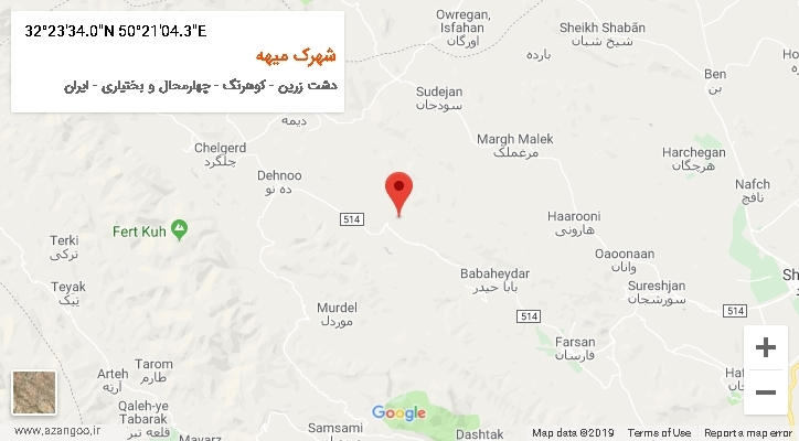 روستای شهرک میهه بر روی نقشه