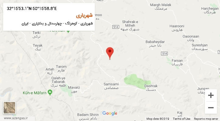 روستای شهریاری بر روی نقشه