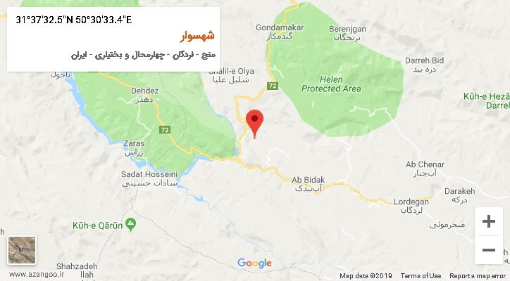 روستای شهسوار بر روی نقشه