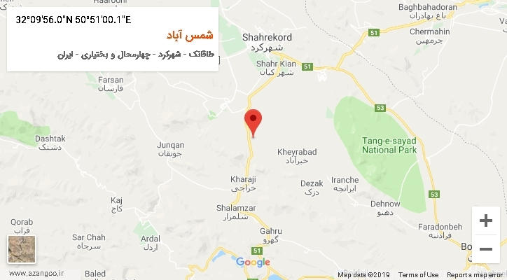 روستای شمس آباد بر روی نقشه