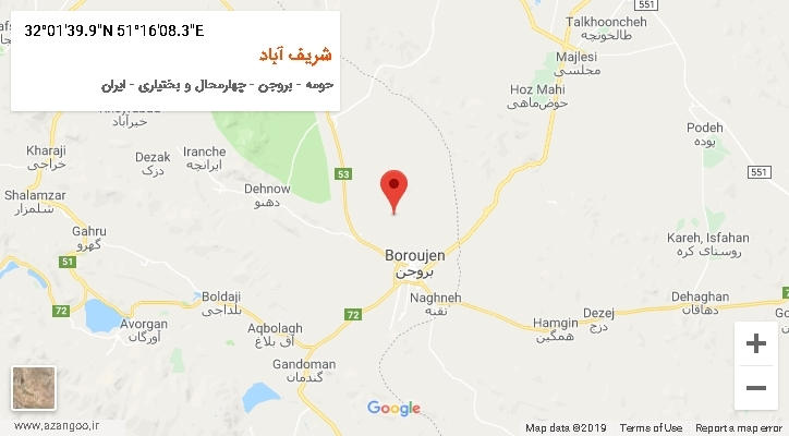 روستای شریف آباد بر روی نقشه