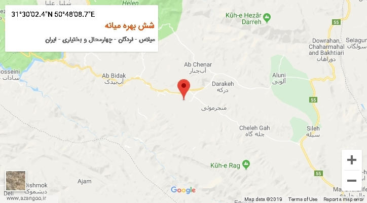 روستای شش بهره میانه بر روی نقشه