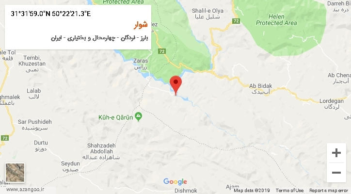 روستای شوار بر روی نقشه