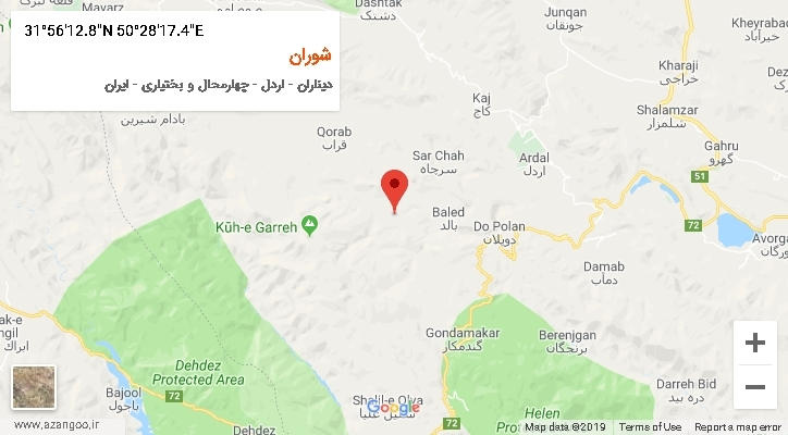 روستای شوران بر روی نقشه