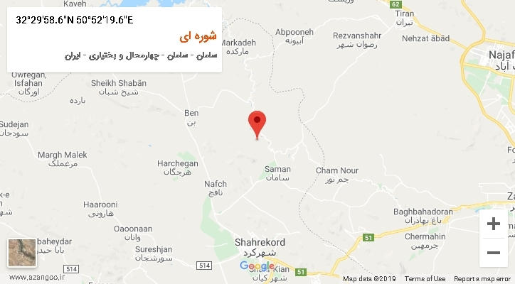 روستای شوره ای بر روی نقشه