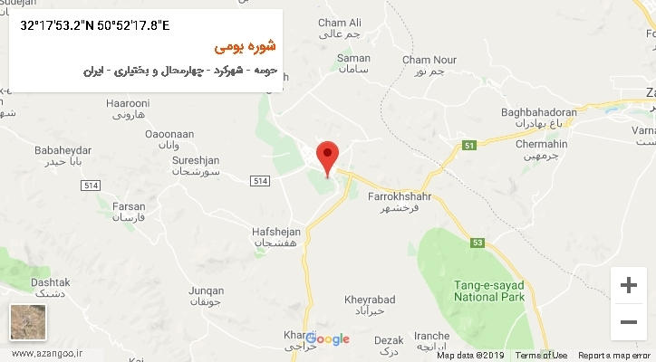 روستای شوره بومی بر روی نقشه
