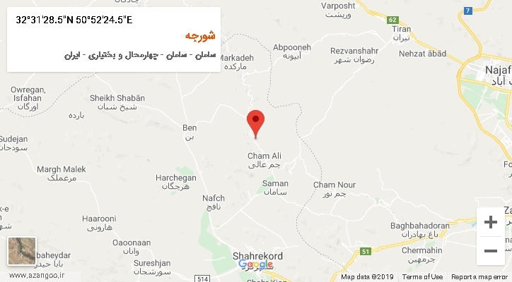 روستای شورجه بر روی نقشه