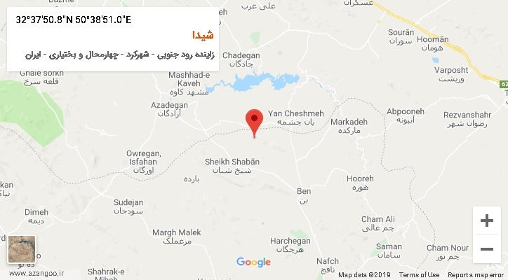 روستای شیدا بر روی نقشه