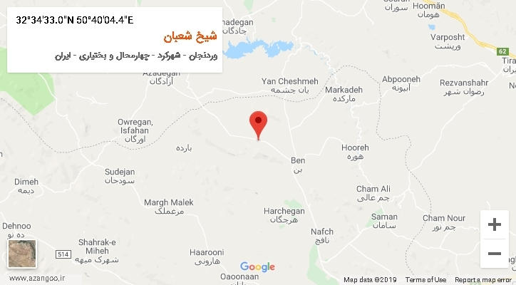 روستای شیخ شعبان بر روی نقشه