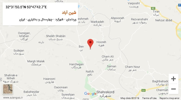 روستای شین آباد بر روی نقشه