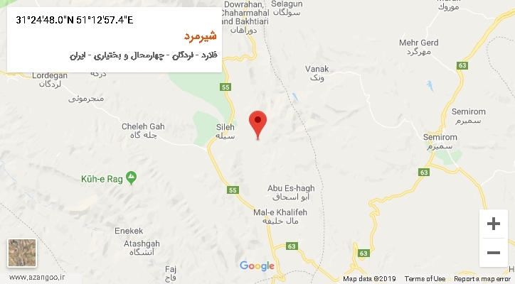روستای شیرمرد بر روی نقشه