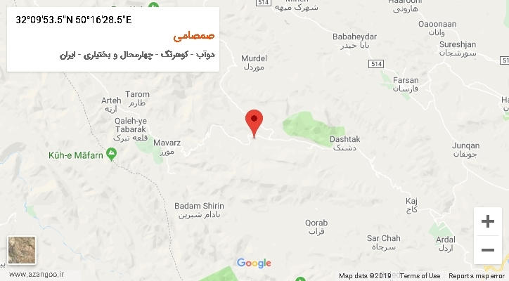روستای صمصامی بر روی نقشه
