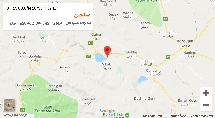 روستای سنگچین بر روی نقشه