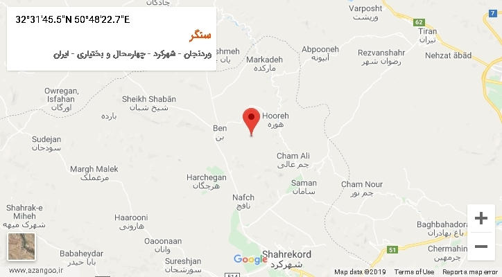 روستای سنگر بر روی نقشه