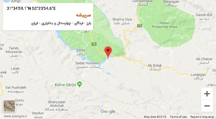 روستای سربیشه بر روی نقشه