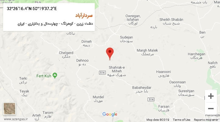 روستای سردارآباد بر روی نقشه